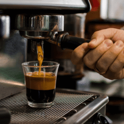 Three coffee brewing methods — pour-over, espresso, and French press — used to brew anaerobically processed coffee beans with fruity flavor notes.